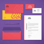 Mockup Featuring Overhead View of Corporate Stationery Items