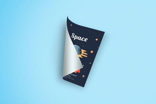 Mockup Featuring Overhead View of Curled A4 Paper