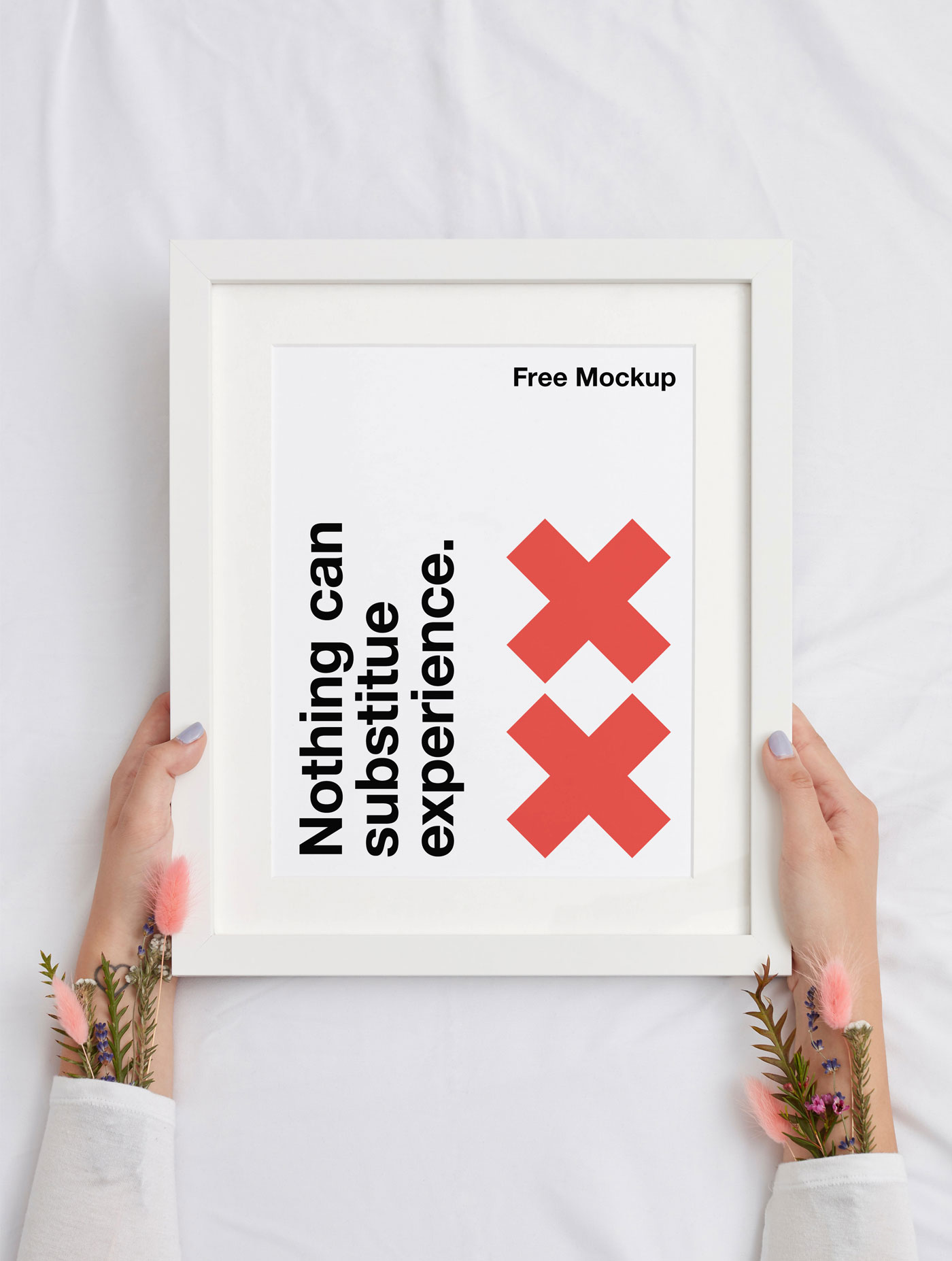 Mockup Featuring Overhead View of Hand Holding Frame FREE PSD