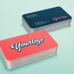 Mockup Featuring Perspective View of Two Stacks of Business Cards
