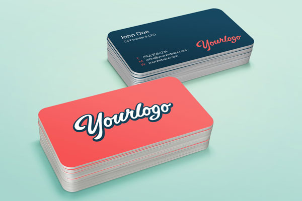 Mockup Featuring Perspective View of Two Stacks of Business Cards