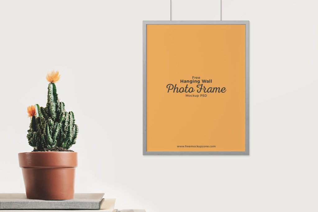 Mockup Featuring Photo Frame Hung on Wall in a Front View