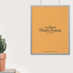 Mockup Featuring Photo Frame Hung on Wall in a Front View