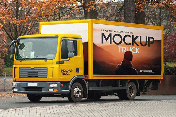 Mockup Featuring Side View of a Truck