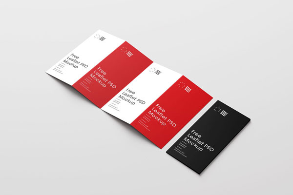 Mockup Featuring Side View of Opened and Closed Four-fold Brochure