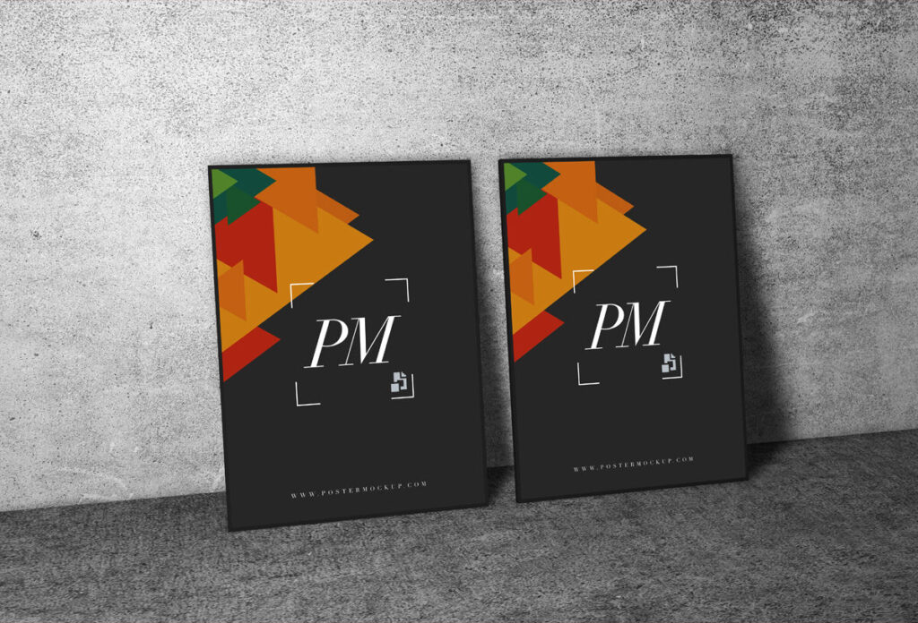 Mockup Featuring Side View of Two Minimal Posters