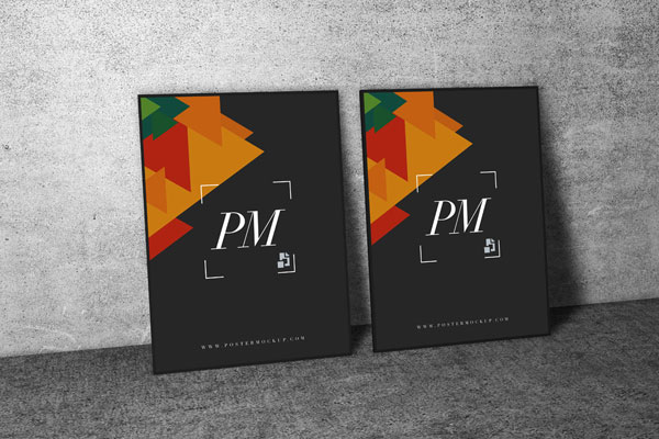 Mockup Featuring Side View of Two Minimal Posters