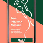 Mockup Featuring Top View iPhone X and a Finger