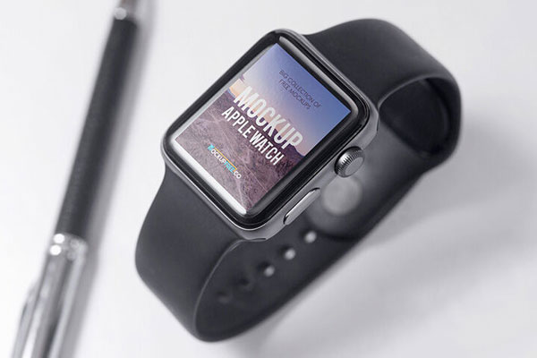 Mockup Featuring Top View of Apple Watch