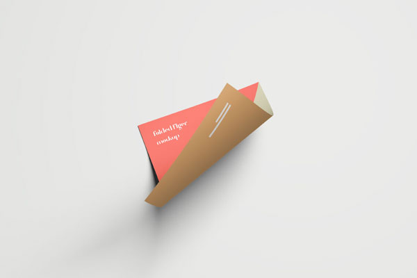 Mockup Featuring Top View of Curled Flyer