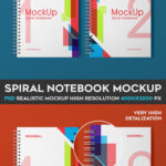 Mockup Featuring Top View of Two Spiral Notebooks