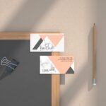 Mockup Featuring Two Business Cards on a Blackboard in Top View