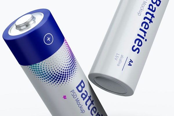 Mockup Featuring Two Floating Batteries