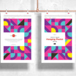 Mockup Featuring Two Hanging, Vertical, Clipped Posters in the Front View