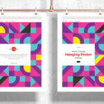 Mockup Featuring Two Hanging, Vertical, Clipped Posters in the Front View
