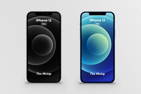 Mockup Featuring Two iPhone 12 Pro from a Front View
