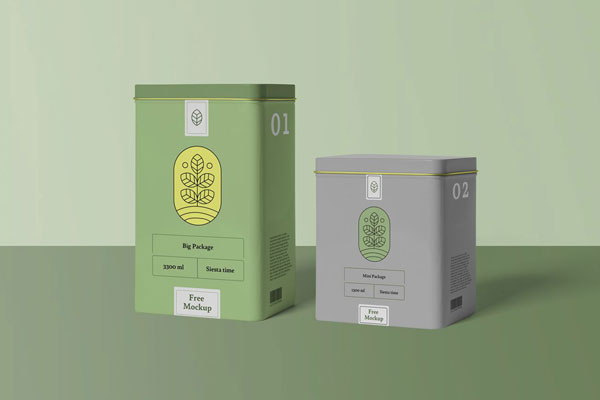 Mockup Featuring Two Metal Boxes with Different Sizes