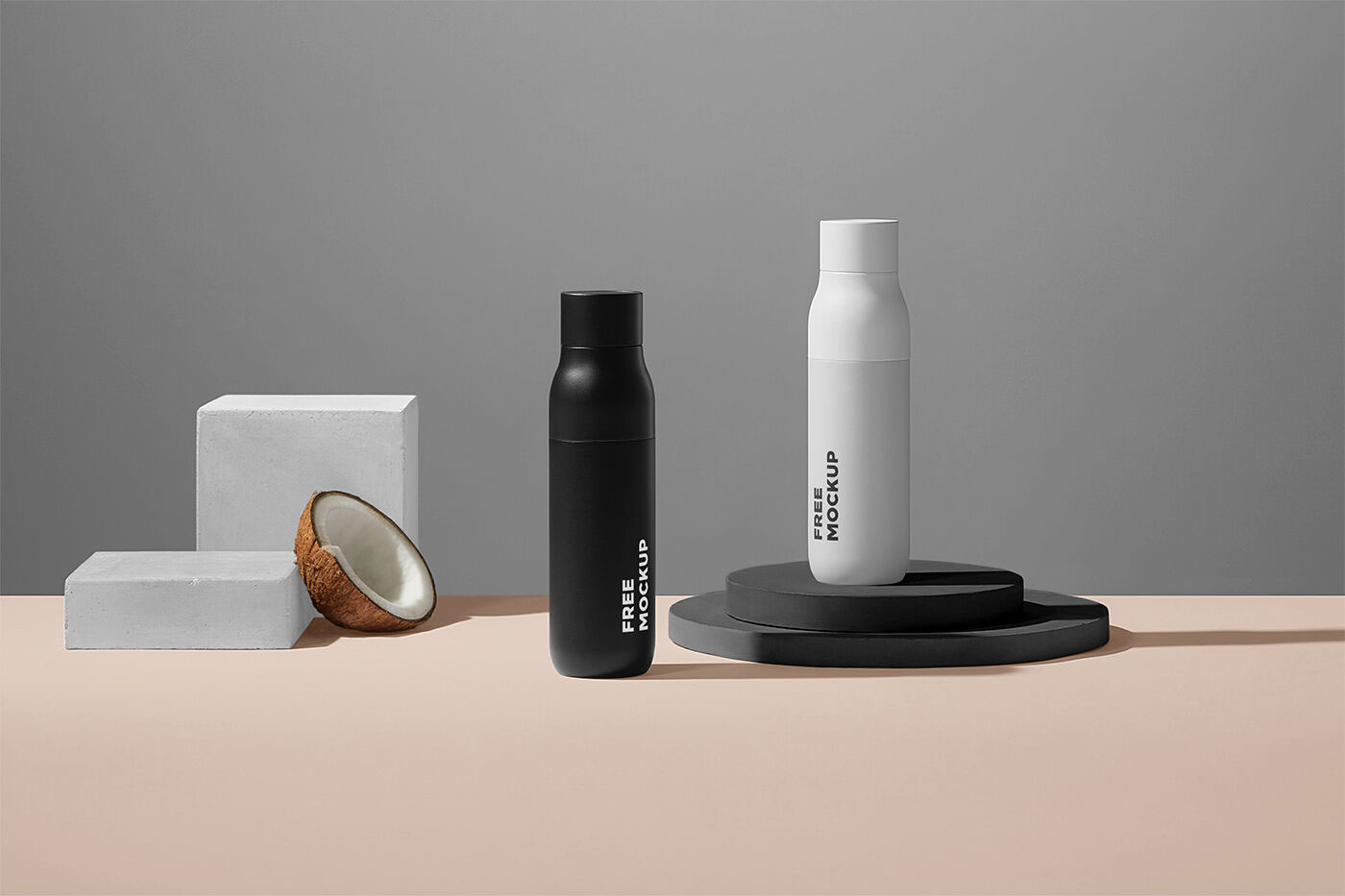 Mockup Featuring Two Standing Bottle Models FREE PSD