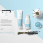 Mockup Featuring Two Stylish Cosmetic Product Sets