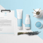 Mockup Featuring Two Stylish Cosmetic Product Sets