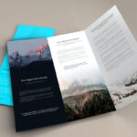 Mockup Featuring Two Tri-Fold Brochures Laid at the 34 Angle View