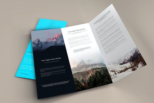 Mockup Featuring Two Tri-Fold Brochures Laid at the 3\4 Angle View