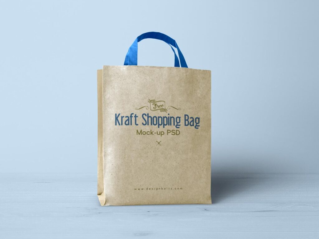 Mockup Including a Kraft Paper Turn Top Shopping Bag