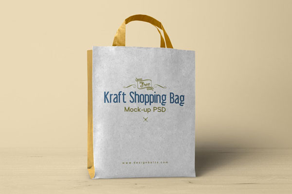 Mockup Including a Kraft Paper Turn Top Shopping Bag