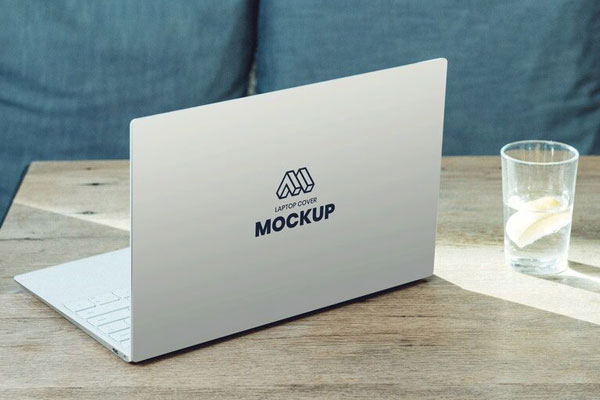 Mockup Including a Laptop Back Cover in a Realistic Stetting