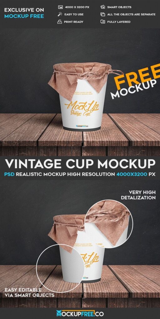 Mockup Including a Vintage Cup with Cloth Lid