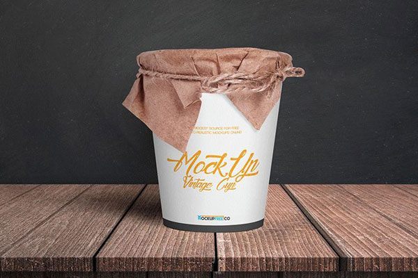 Mockup Including a Vintage Cup with Cloth Lid