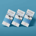 Mockup Including Three DL Flyers Arranged Diagonally Side to Side