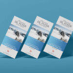 Mockup Including Three DL Flyers Arranged Diagonally Side to Side