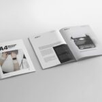 Mockup of 2 A4 Magazines Placed on the Surface in Perspective