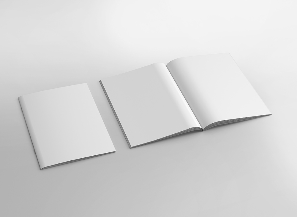 Mockup of 2 A4 Magazines Placed on the Surface in Perspective