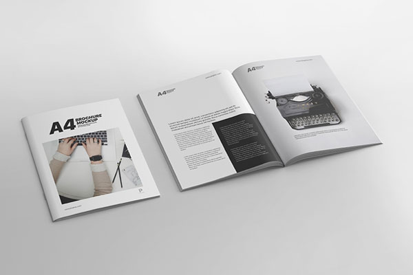 Mockup of 2 A4 Magazines Placed on the Surface in Perspective