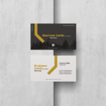 Mockup of 2 Business Cards on Concrete