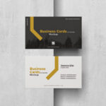 Mockup of 2 Business Cards on Concrete