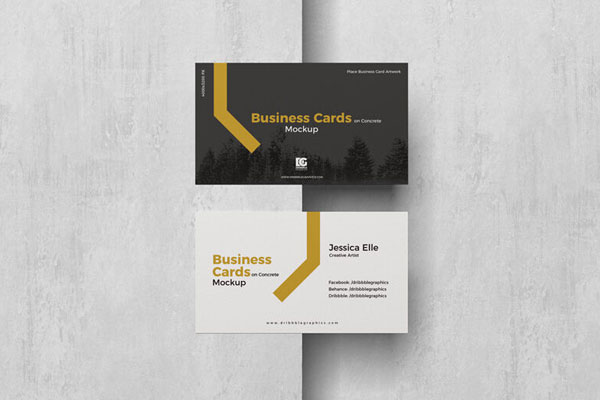 Mockup of 2 Business Cards on Concrete