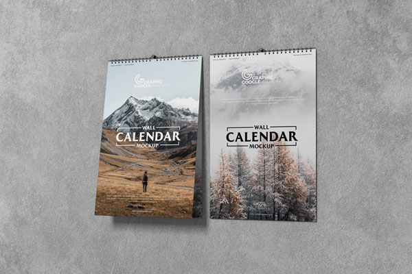 Mockup of 2 Calendars on a Concrete Wall
