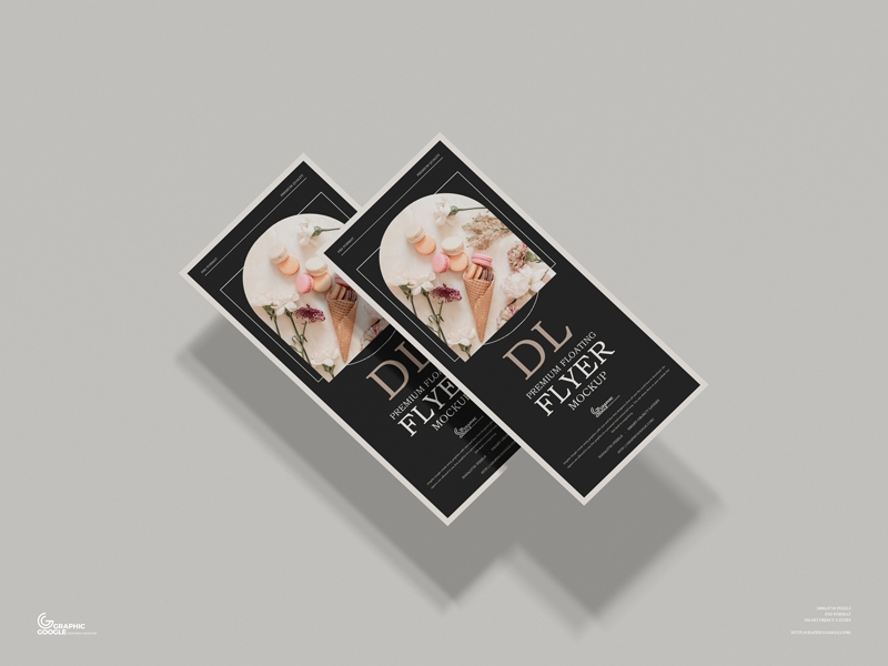 Mockup of 2 Floating DL Flyers