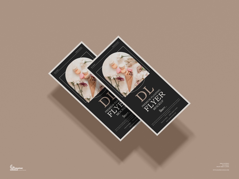 Mockup of 2 Floating DL Flyers