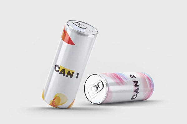 Mockup of 2 Metal Cans in Different Positions