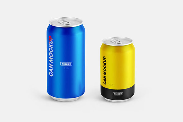 Mockup of 2 Metal Cans in Different Sizes