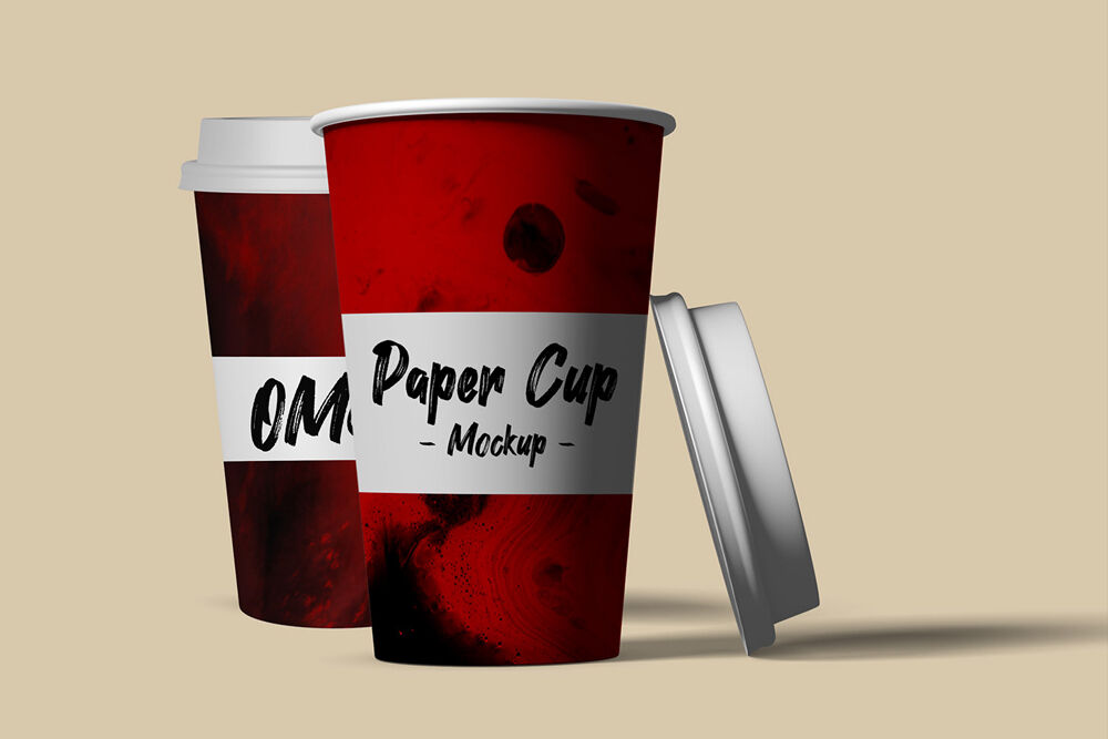 Mockup of 2 Paper Cup with Cap
