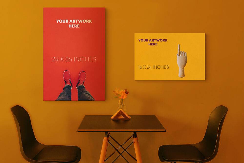 Mockup of 2 Posters in Vertical and Horizontal Version