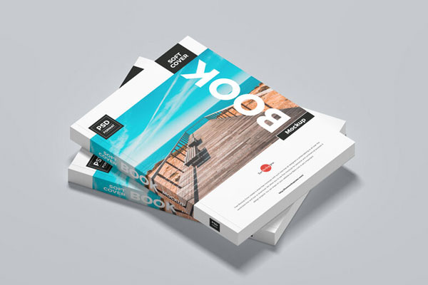 Mockup of 2 Soft Cover Books on Each Other