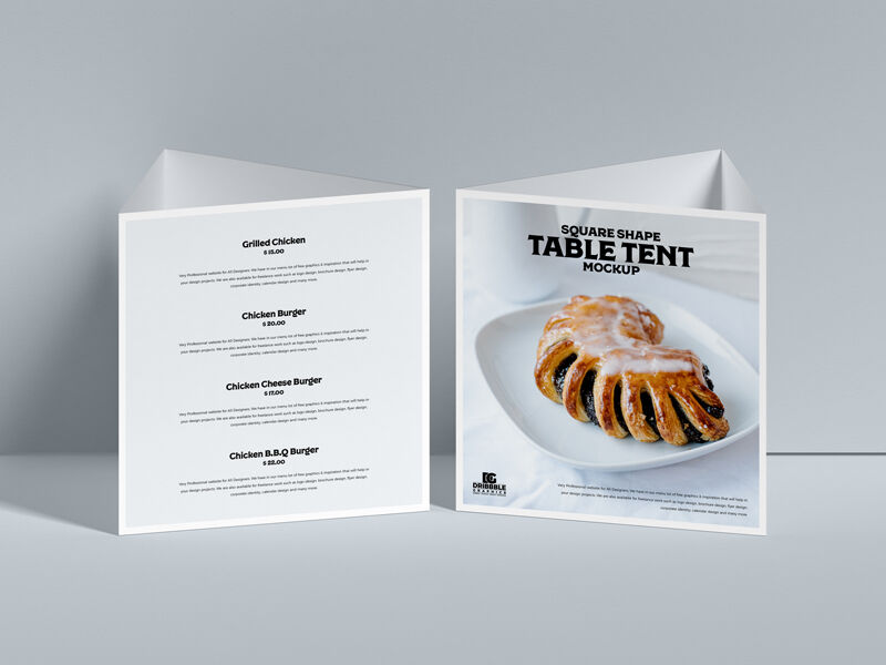 Mockup of 2 Square Table Tents