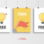Mockup of 3 Hanging Posters on the Wall