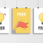 Mockup of 3 Hanging Posters on the Wall